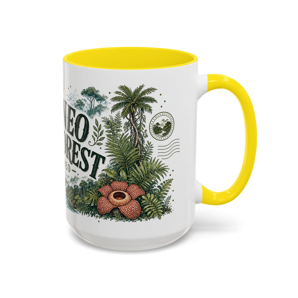 Borneo Rainforest Coffee Mug | Travel Destination Souvenir Gift | Accent Color Ceramic 11oz 15oz