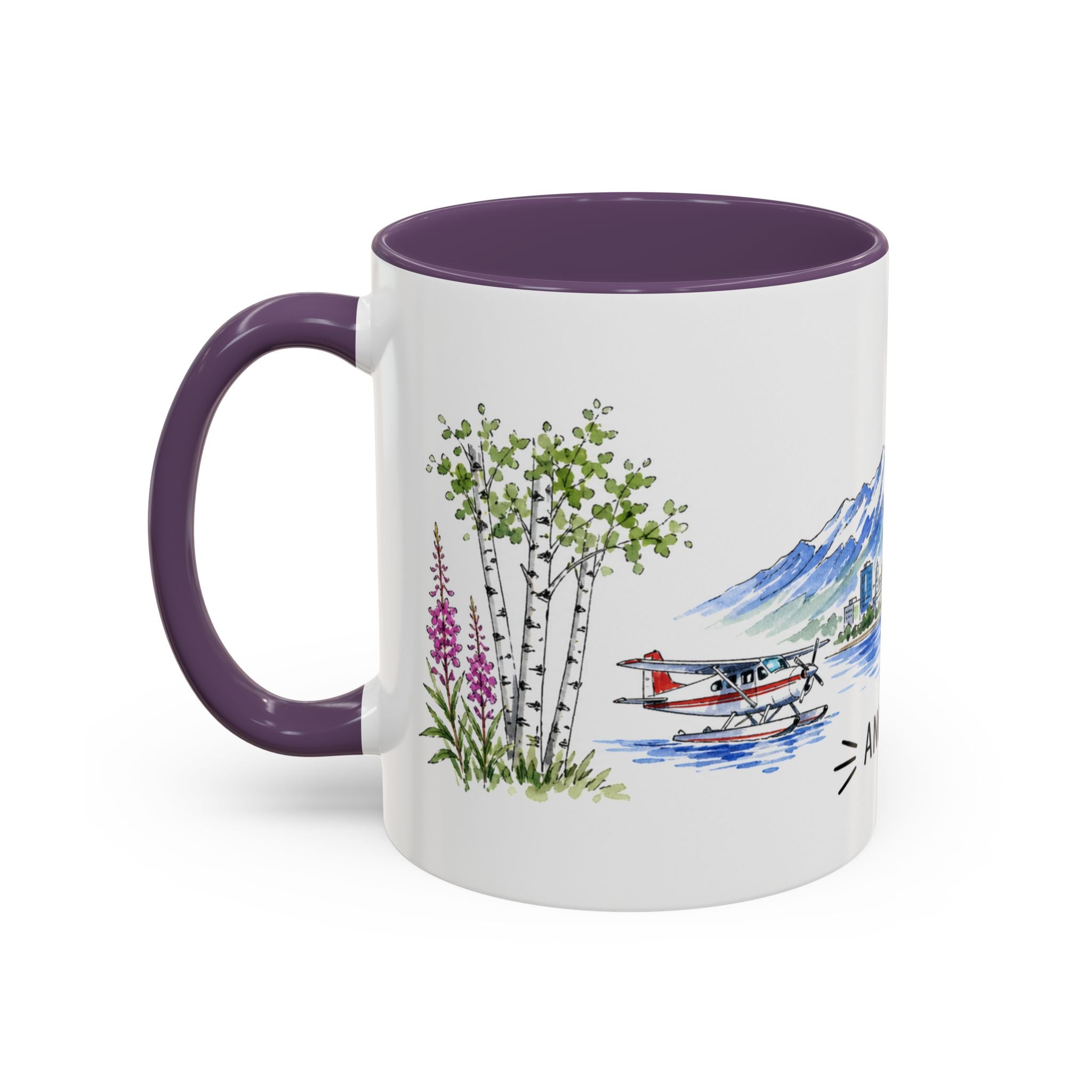 Anchorage Illustrated Travel Mug | City Souvenir Accent Coffee Mug | 11oz 15oz Ceramic Cup