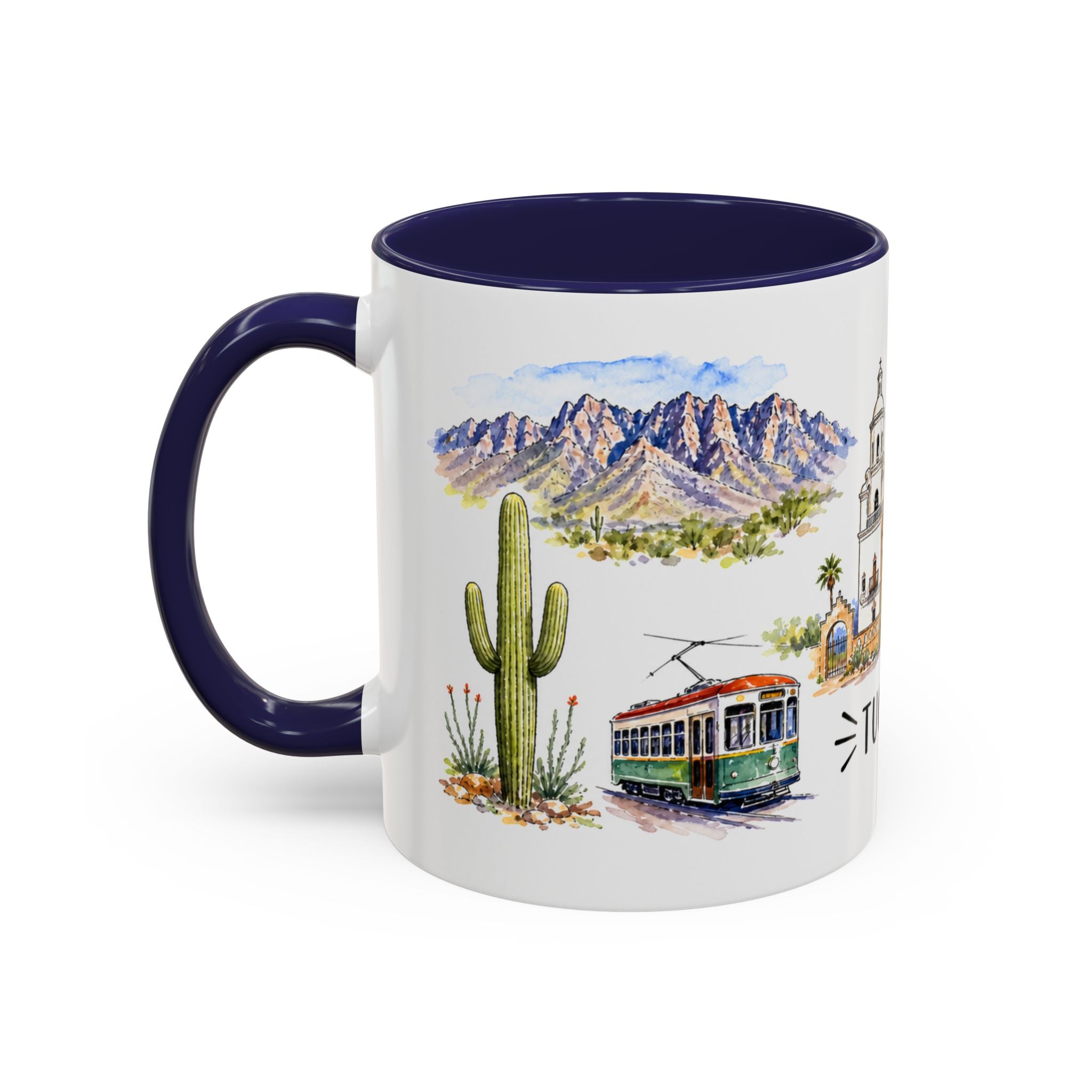 Tucson Illustrated Travel Mug | City Souvenir Accent Coffee Mug | 11oz 15oz Ceramic Cup