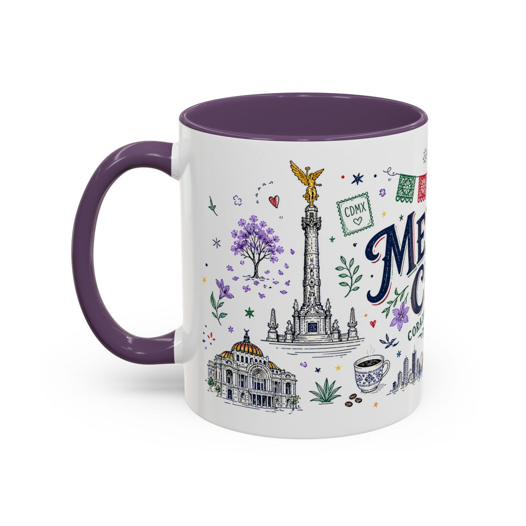 Mexico City Coffee Mug | Mexico Souvenir Travel Gift | Accent Color Ceramic 11oz 15oz