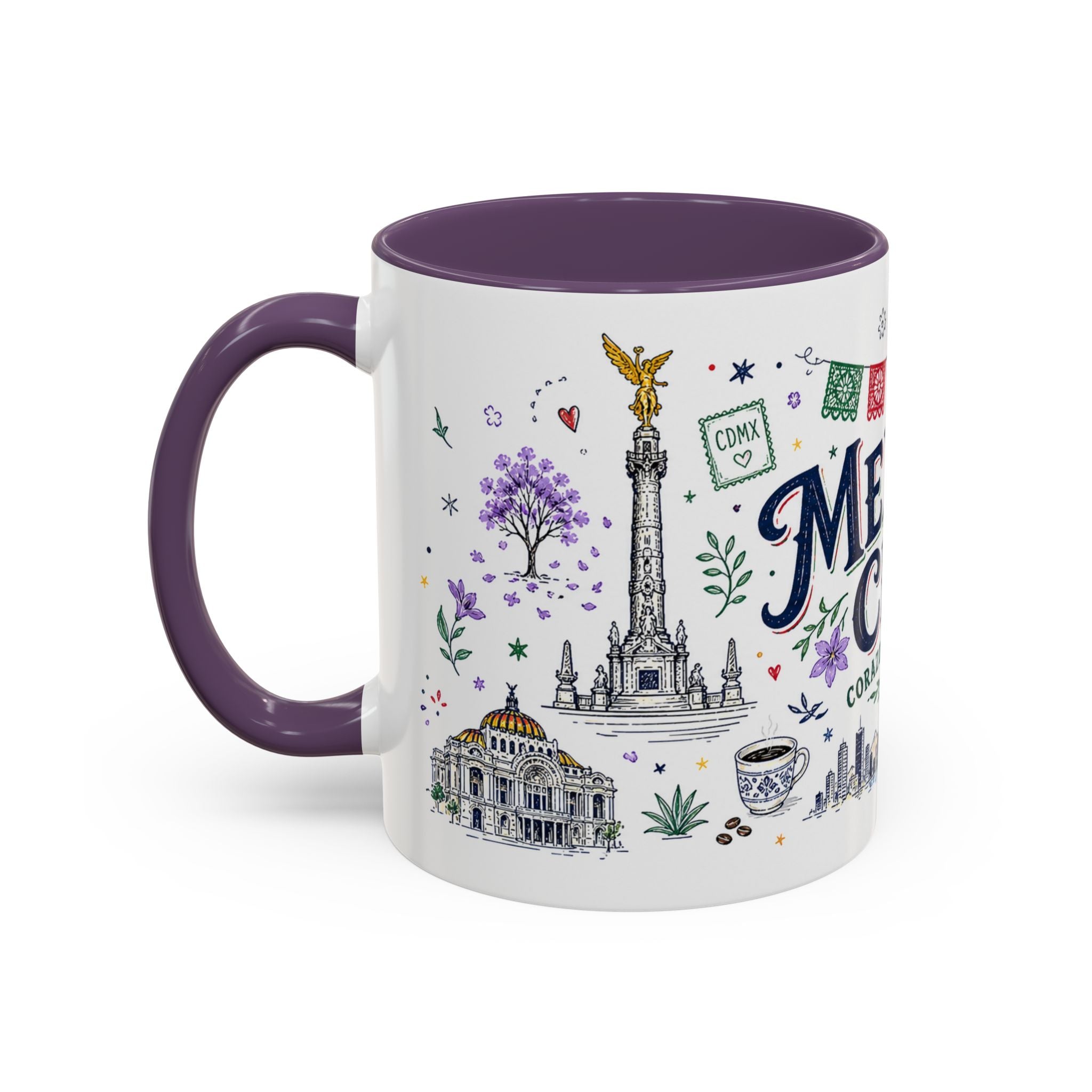 Mexico City Coffee Mug | Mexico Souvenir Travel Gift | Accent Color Ceramic 11oz 15oz
