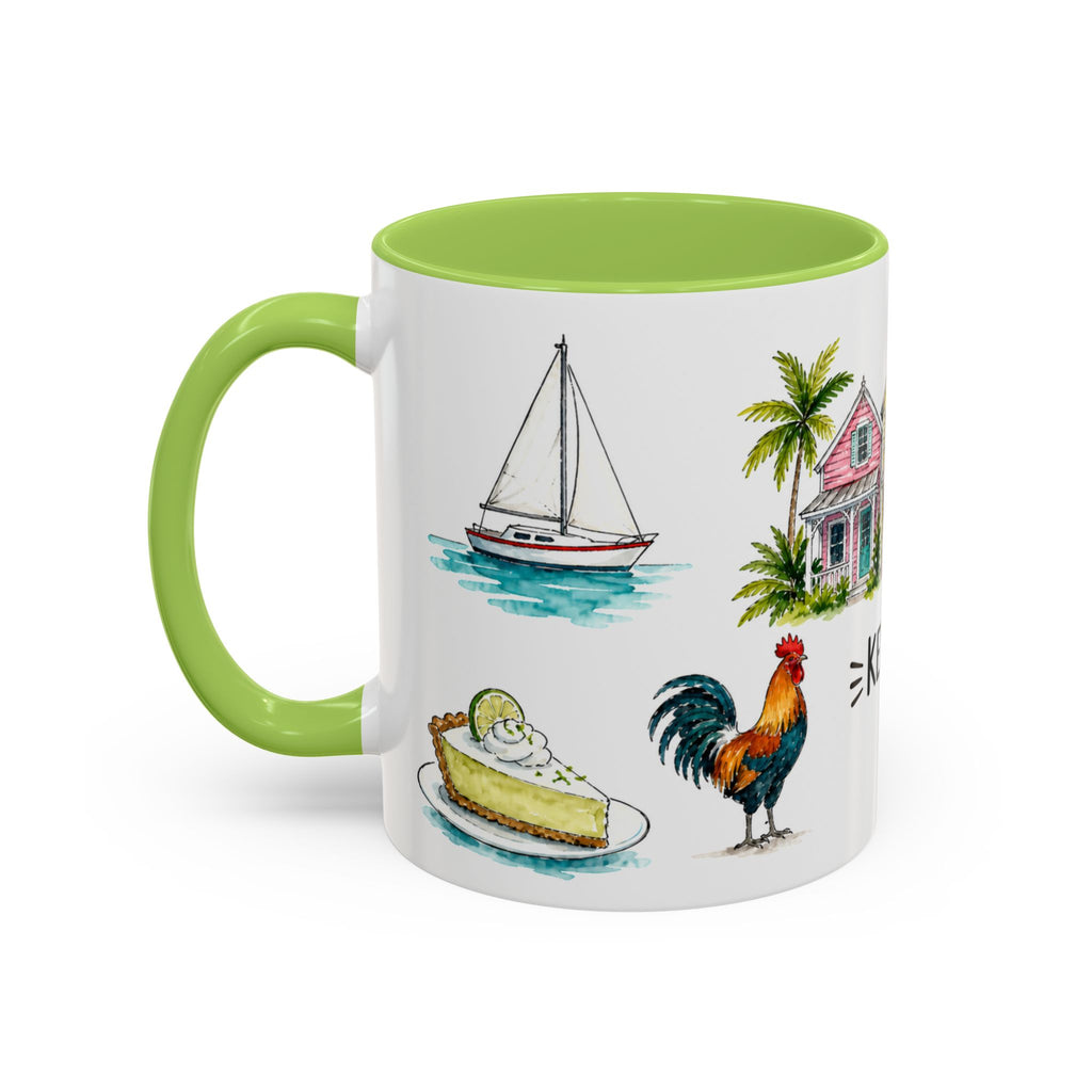 Key West Illustrated Travel Mug | City Souvenir Accent Coffee Mug | 11oz 15oz Ceramic Cup