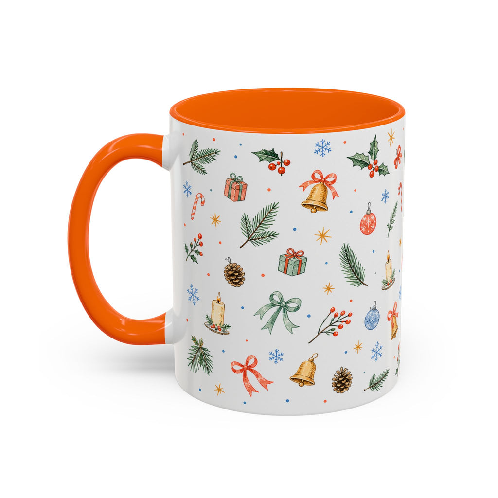 Christmas Bell Mug | Ribbon Gift Watercolor Holiday Cup | Accent Coffee Mug 11oz 15oz