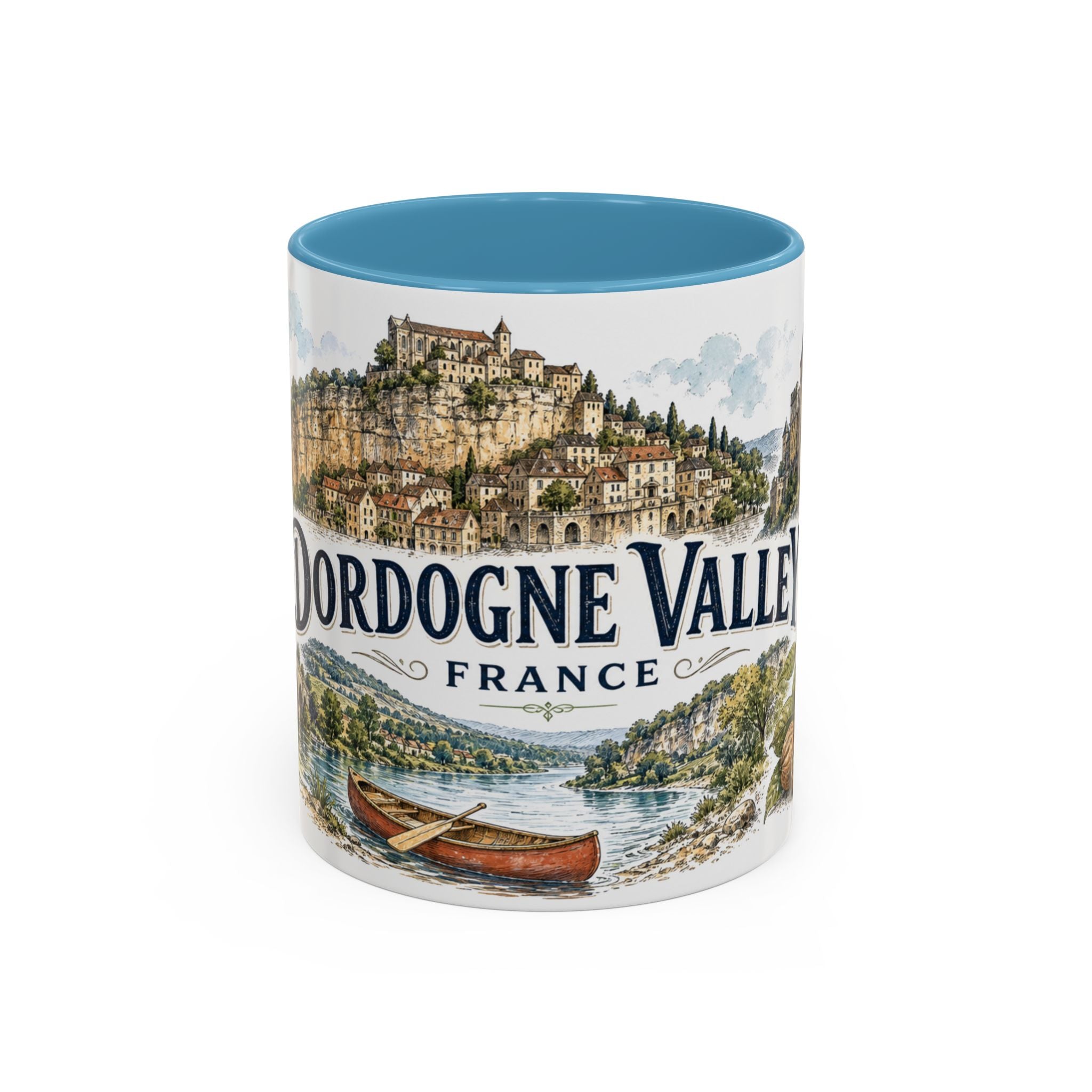 Dordogne Valley Mug, France Travel Souvenir, Bucket List Gift, Accent Ceramic Coffee Mug 11oz 15oz