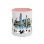 Omaha Illustrated Travel Mug | City Souvenir Accent Coffee Mug | 11oz 15oz Ceramic Cup