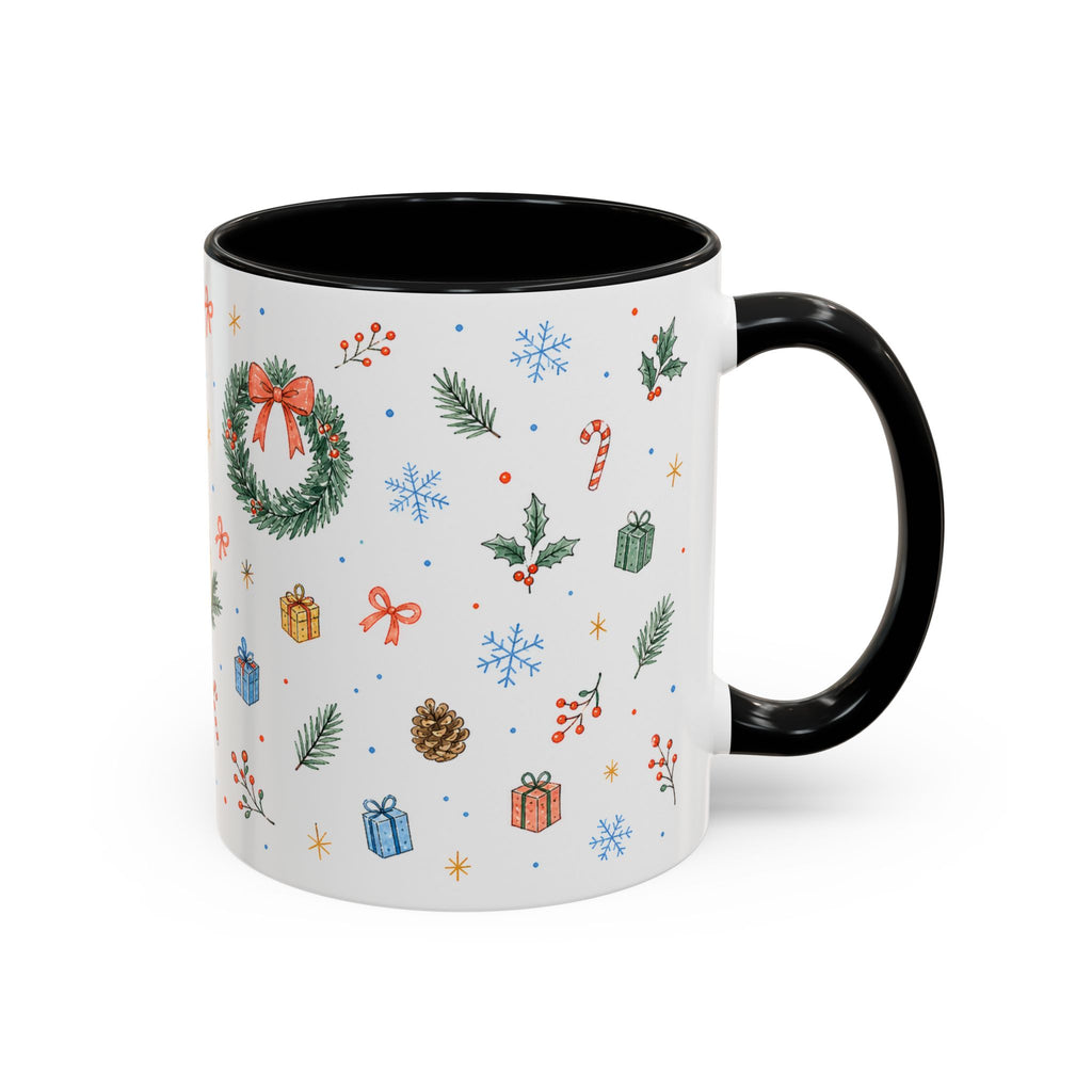 Christmas Candle Mug | Holly Wreath Watercolor Holiday Gift | Accent Cup 11oz 15oz