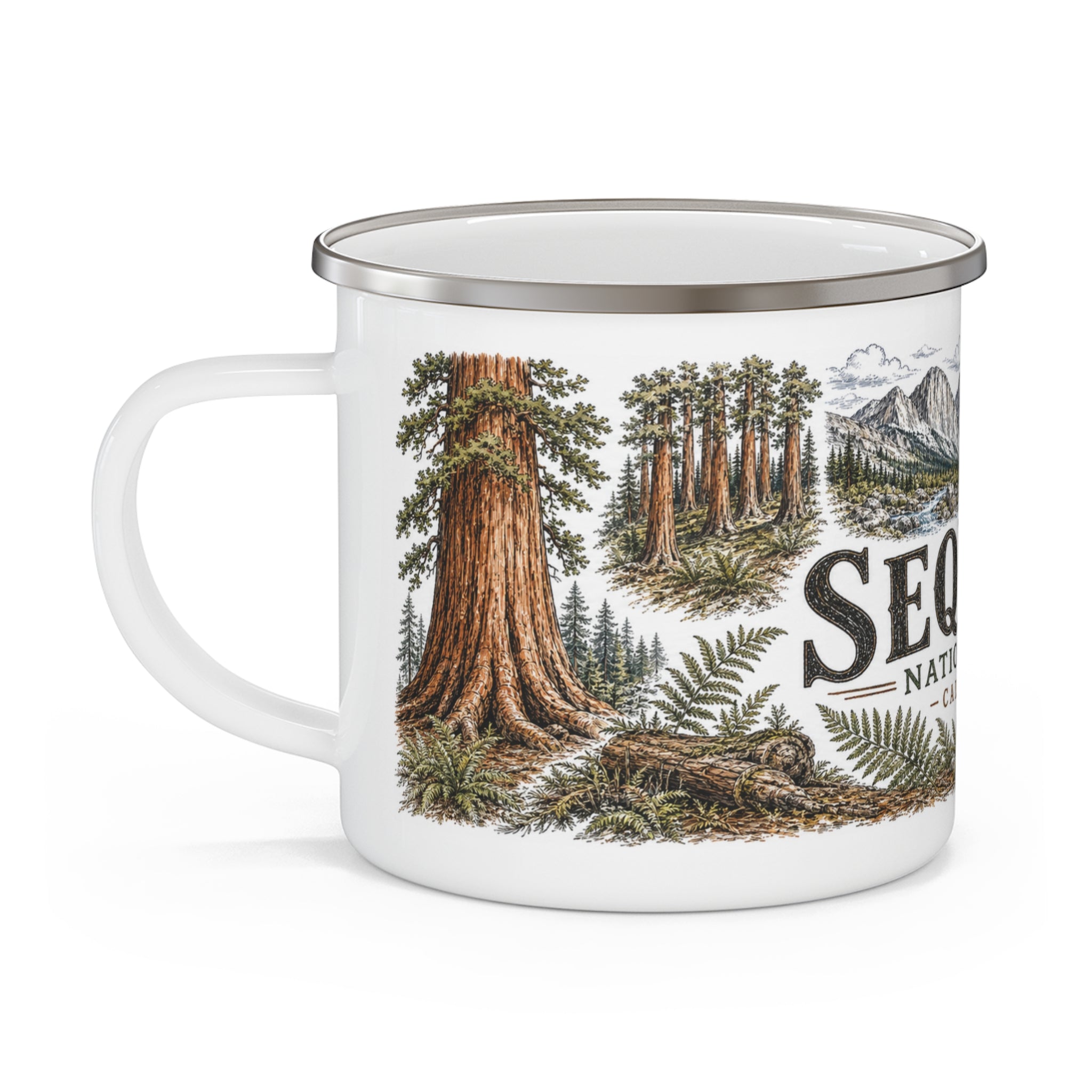 Sequoia National Park Vintage Enamel Camping Mug | 12oz National Park Hiking Gift