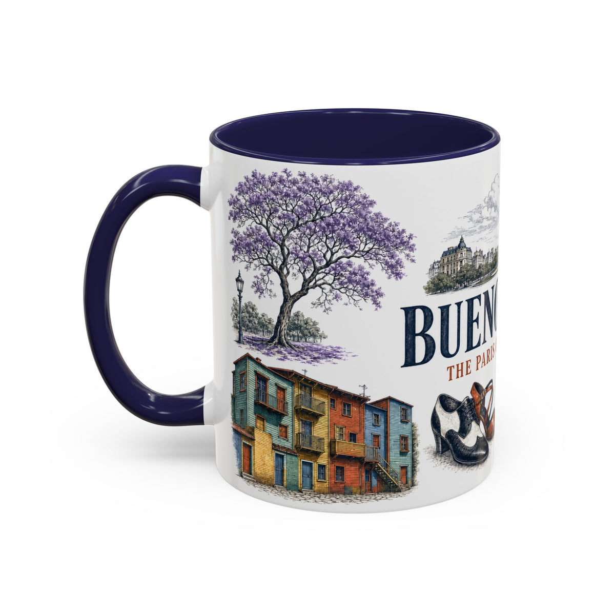 Buenos Aires Coffee Mug | Argentina Travel Souvenir | Vintage Illustrated City Gift | 11 oz 15 oz Accent Mug