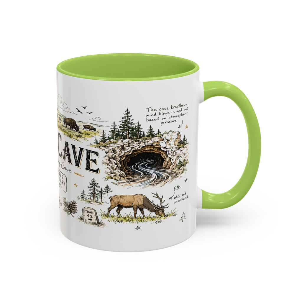 Wind Cave National Park Coffee Mug | South Dakota Cave Bison Prairie Gift | Accent Color Ceramic 11oz 15oz