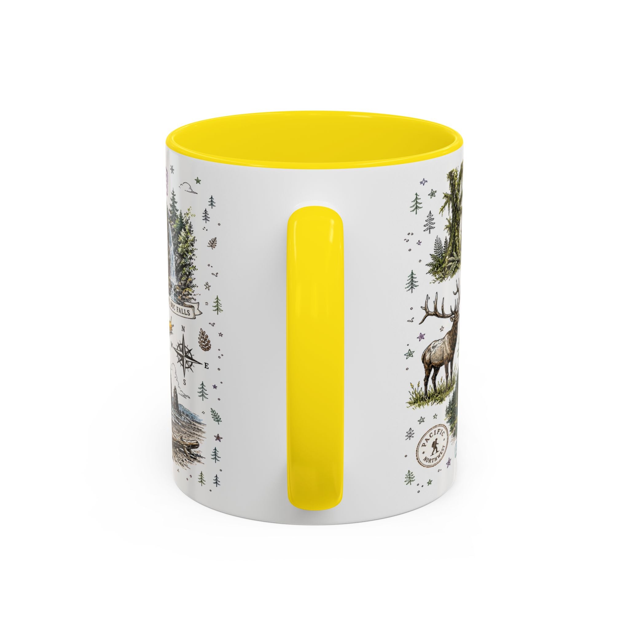 Olympic Coffee Mug | National Park Hiking Rainforest Gift | Accent Color Ceramic 11oz 15oz