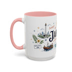 Jakarta Coffee Mug | Indonesia Souvenir Travel Gift | Accent Color Ceramic 11oz 15oz