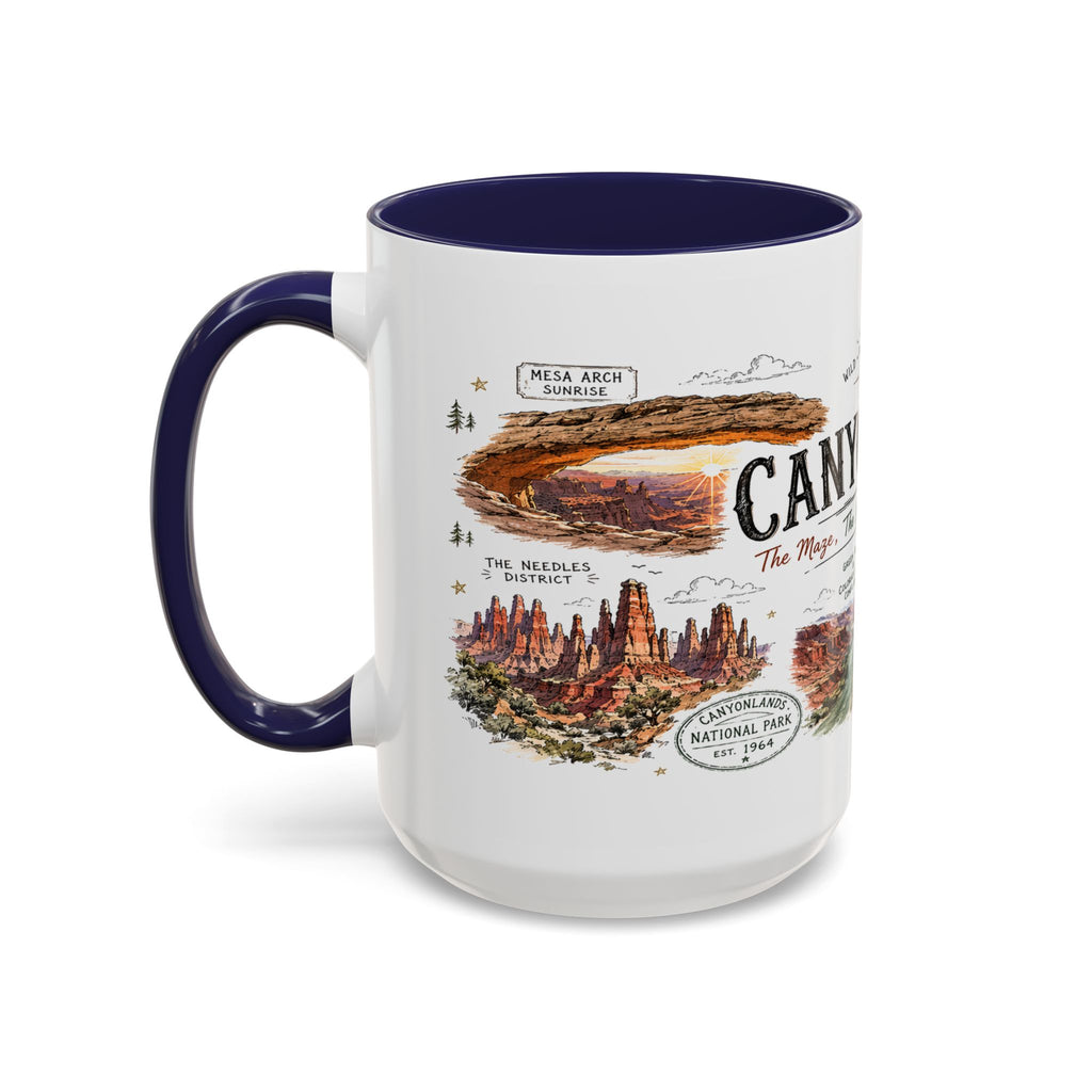 Canyonlands National Park Coffee Mug | Utah Red Rock Desert River Gift | Accent Color Ceramic 11oz 15oz