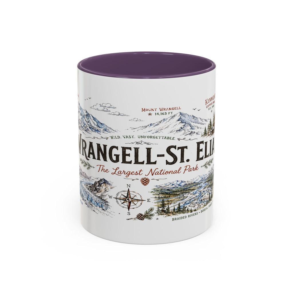 Wrangell-St. Elias National Park Coffee Mug | Alaska Wilderness Climbing Gift | Accent Color Ceramic 11oz 15oz