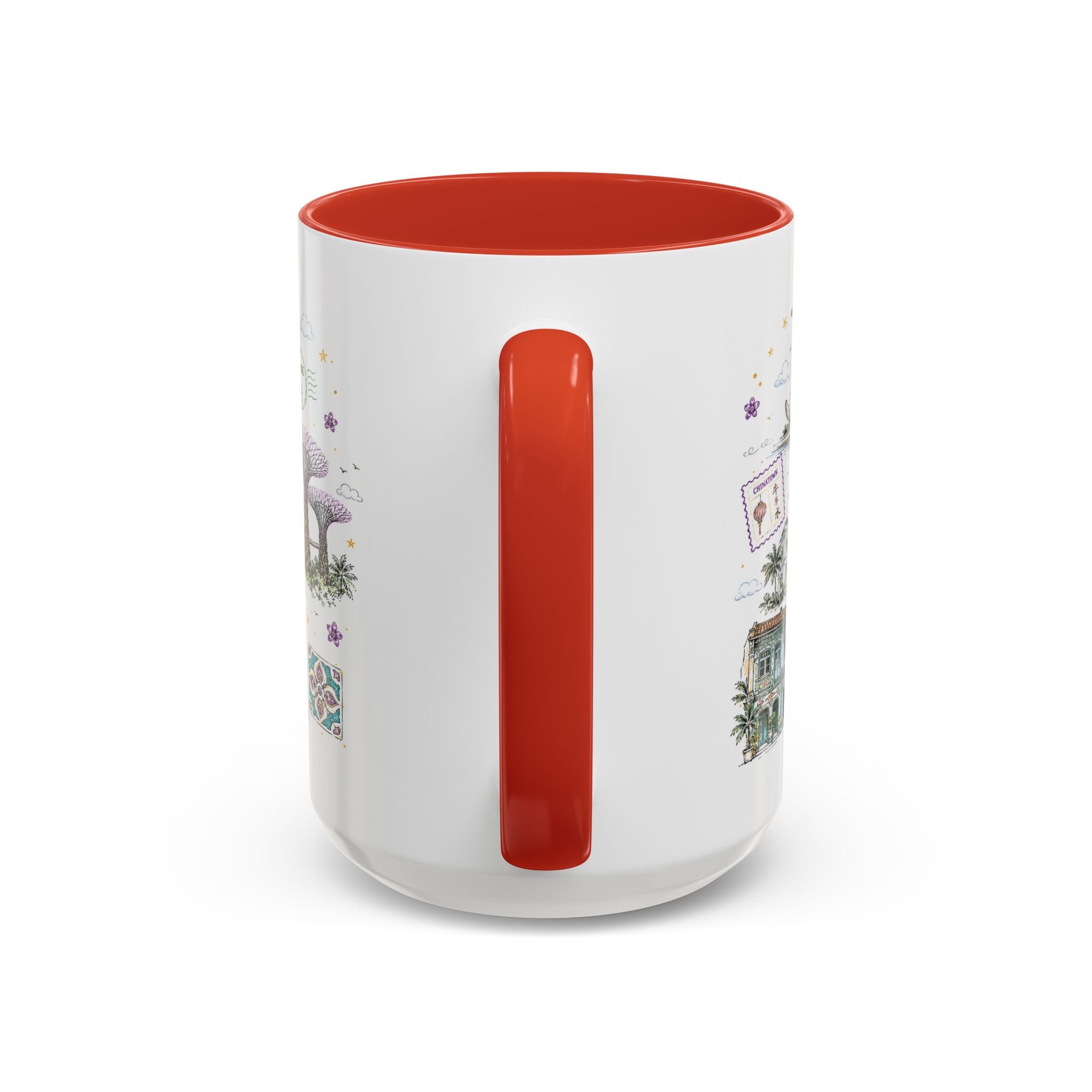 Singapore Coffee Mug | Asia Souvenir Travel Gift | Accent Color Ceramic 11oz 15oz