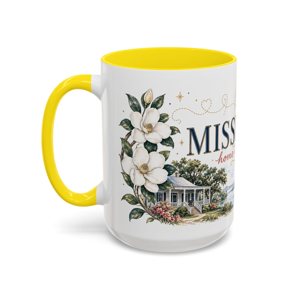 Mississippi State Map Mug | Moving Away, Homesick Gift | Botanical Accent Coffee Cup