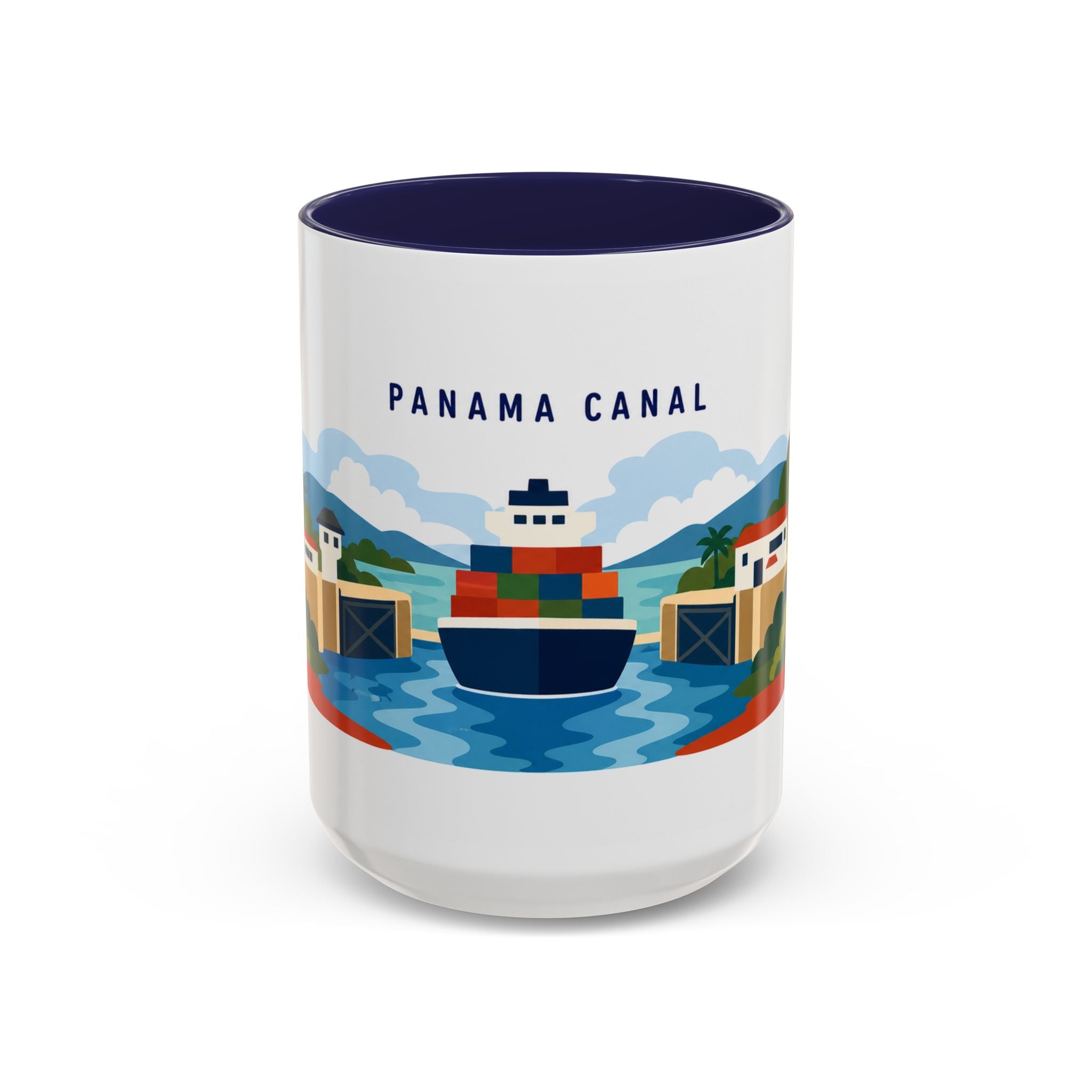 Panama Canal Coffee Mug | Travel Destination Souvenir Gift | Accent Color Ceramic 11oz 15oz