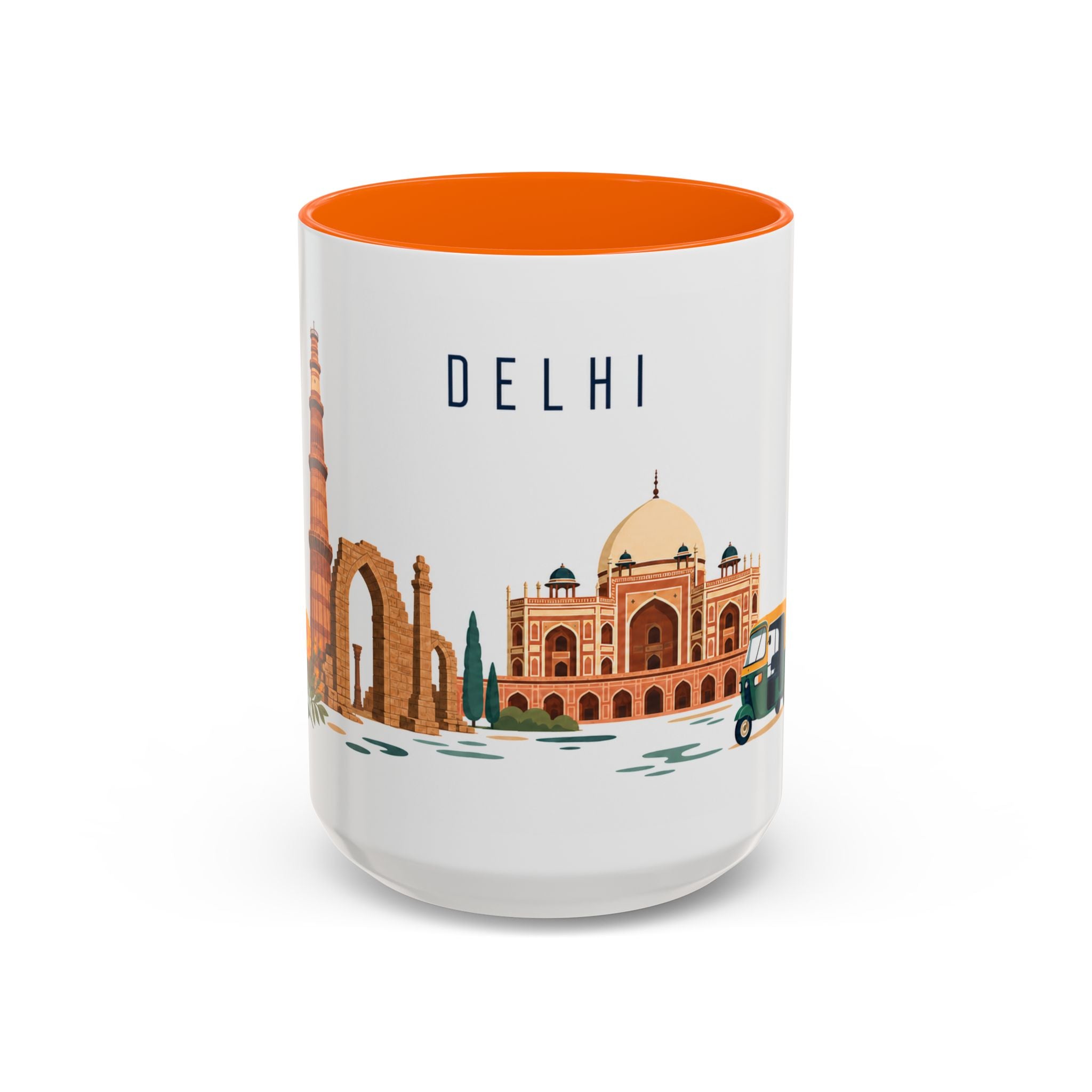 Delhi Coffee Mug | India Travel Souvenir | Porcelain Decal City Gift | 11oz 15oz Accent Mug