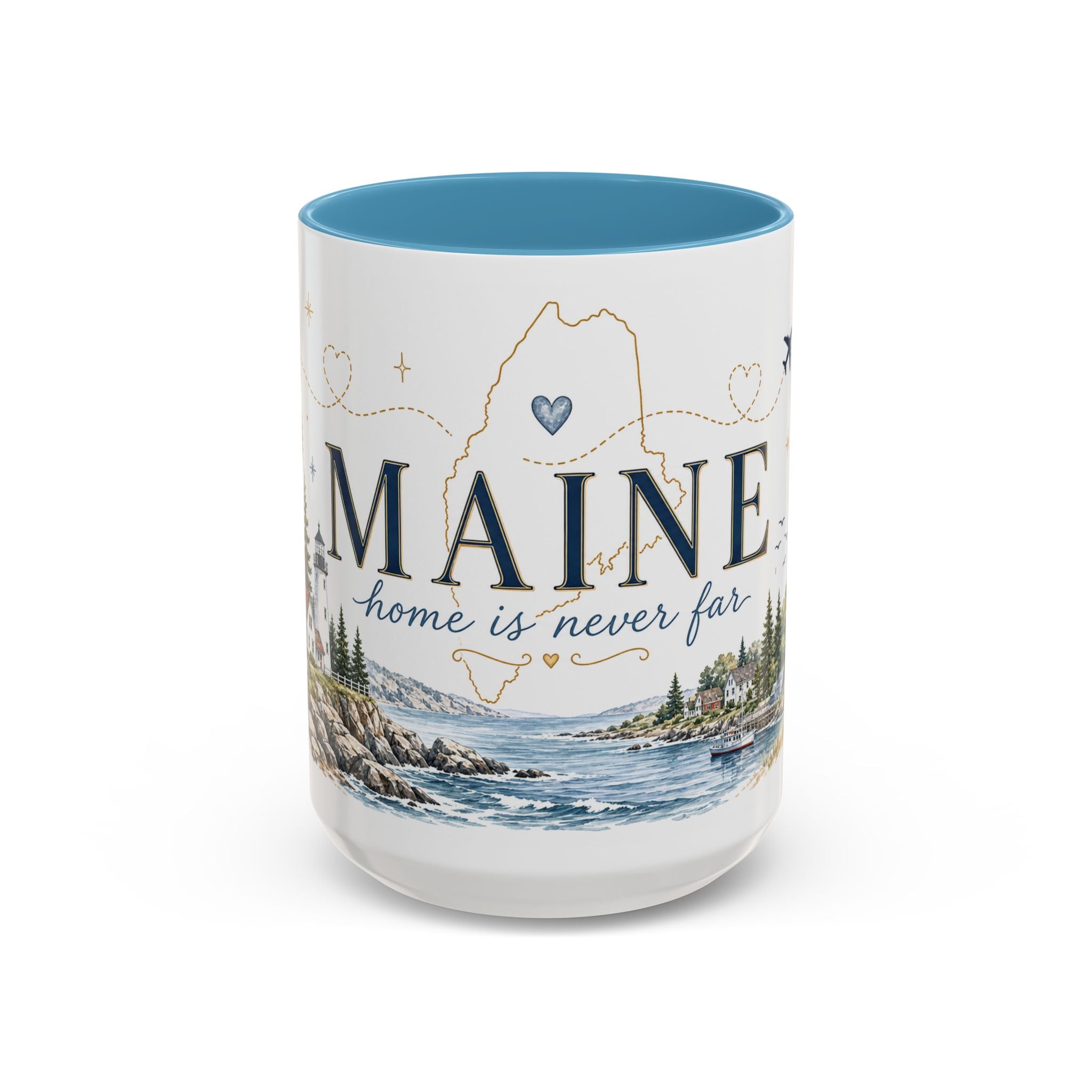 Maine State Mug | Moving Away, Long Distance Friendship Gift | 11oz 15oz Accent Mug