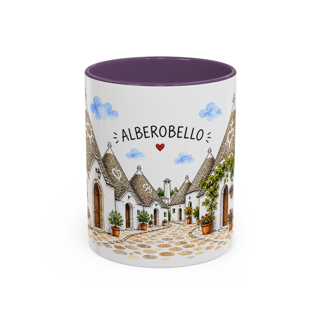 Alberobello Illustrated Travel Mug | Italy Souvenir Accent Coffee Mug | 11oz 15oz Ceramic Cup