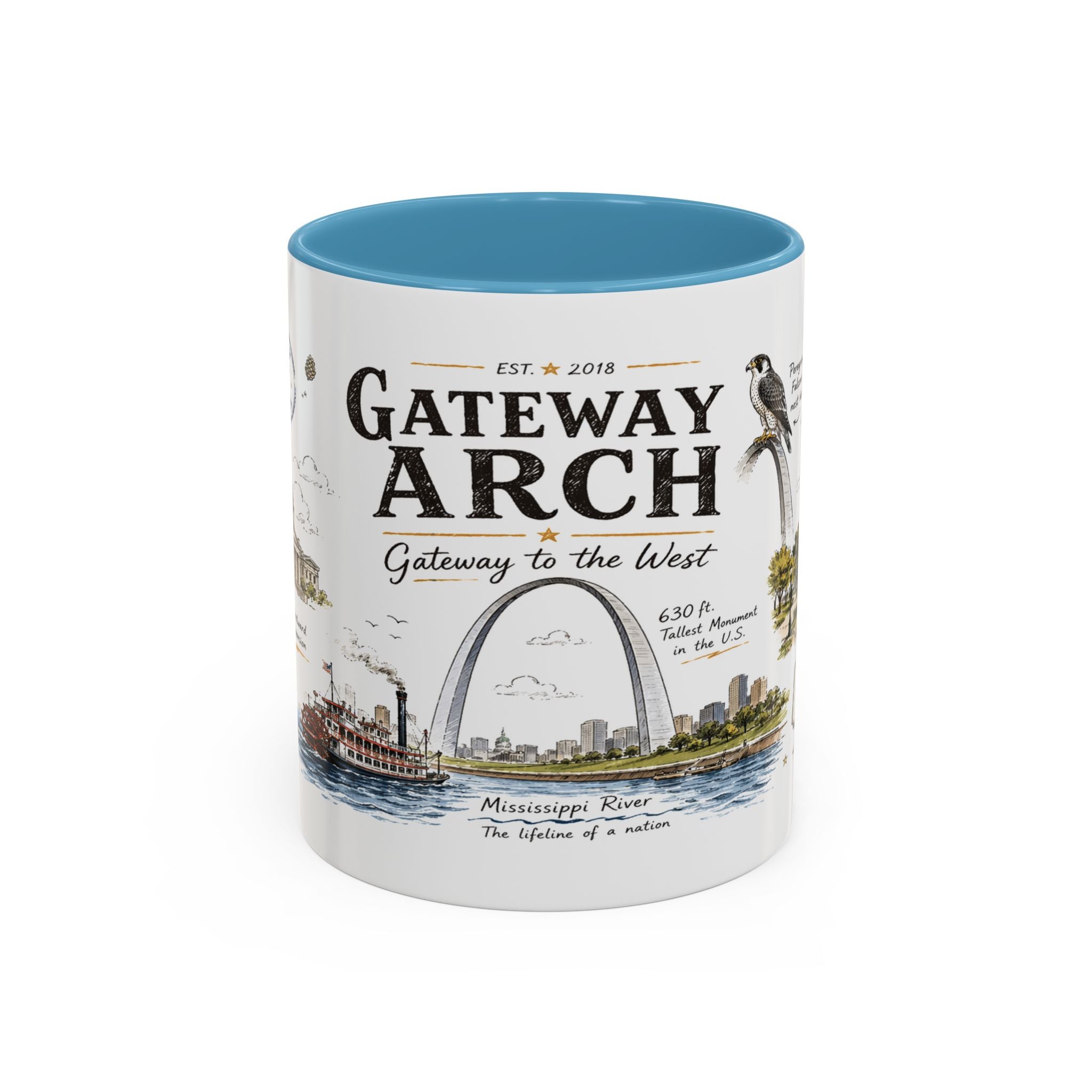 Gateway Arch National Park Coffee Mug | Missouri St. Louis Landmark Gift | Accent Color Ceramic 11oz 15oz