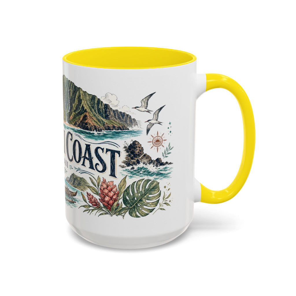 Na Pali Coast Mug, Hawaii Travel Souvenir, Bucket List Gift, Accent Ceramic Coffee Mug 11oz 15oz