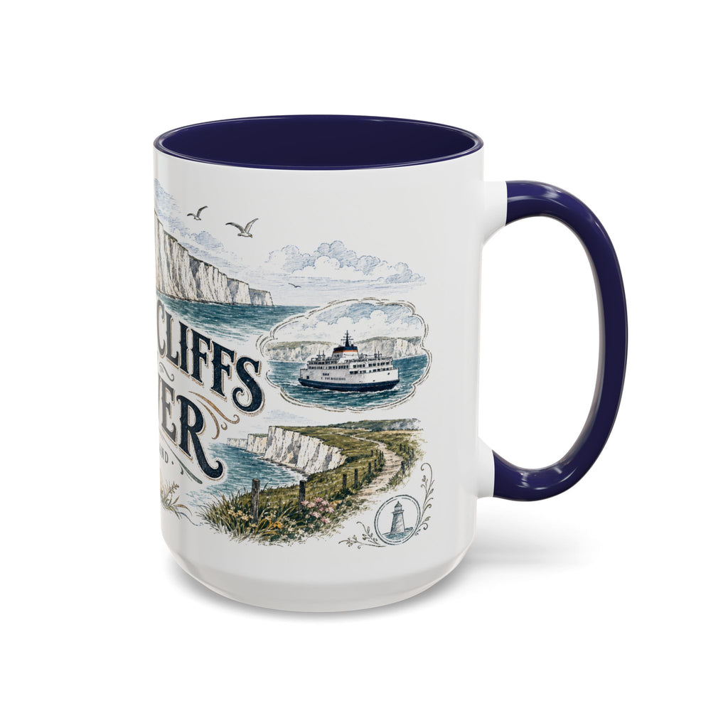 White Cliffs of Dover Mug, England Travel Souvenir, Bucket List Gift, Accent Ceramic Coffee Mug 11oz 15oz