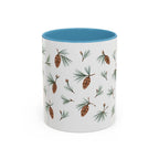 Maine White Pine Cone and Tassel Mug, State Flower Floral Coffee Cup, 11oz Botanical Gift