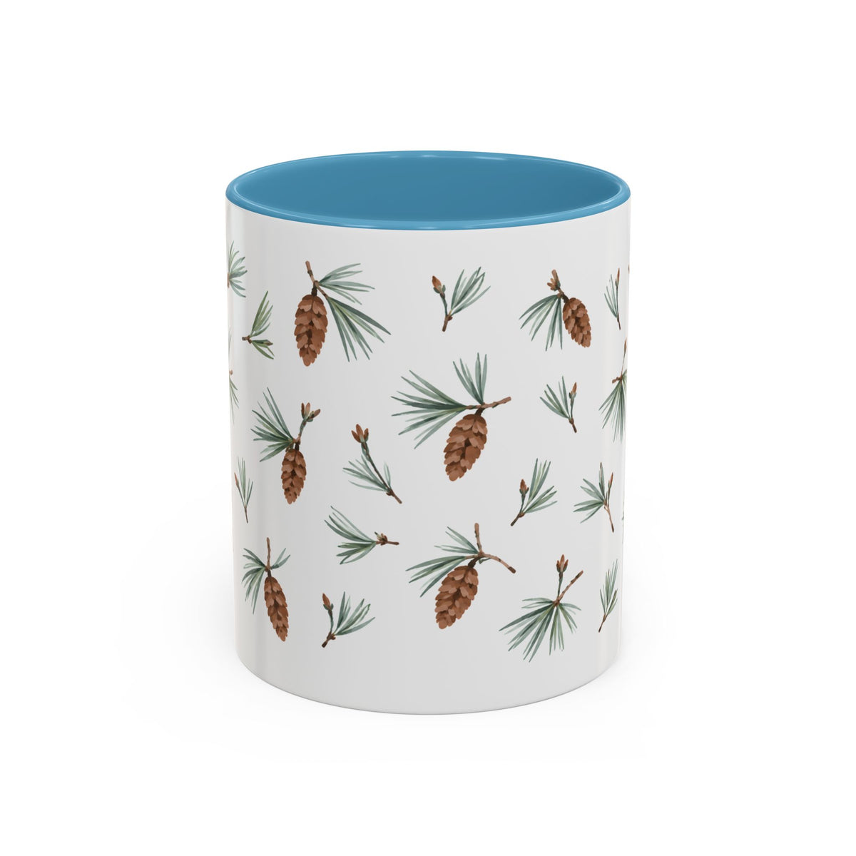 Maine White Pine Cone and Tassel Mug, State Flower Floral Coffee Cup, 11oz Botanical Gift