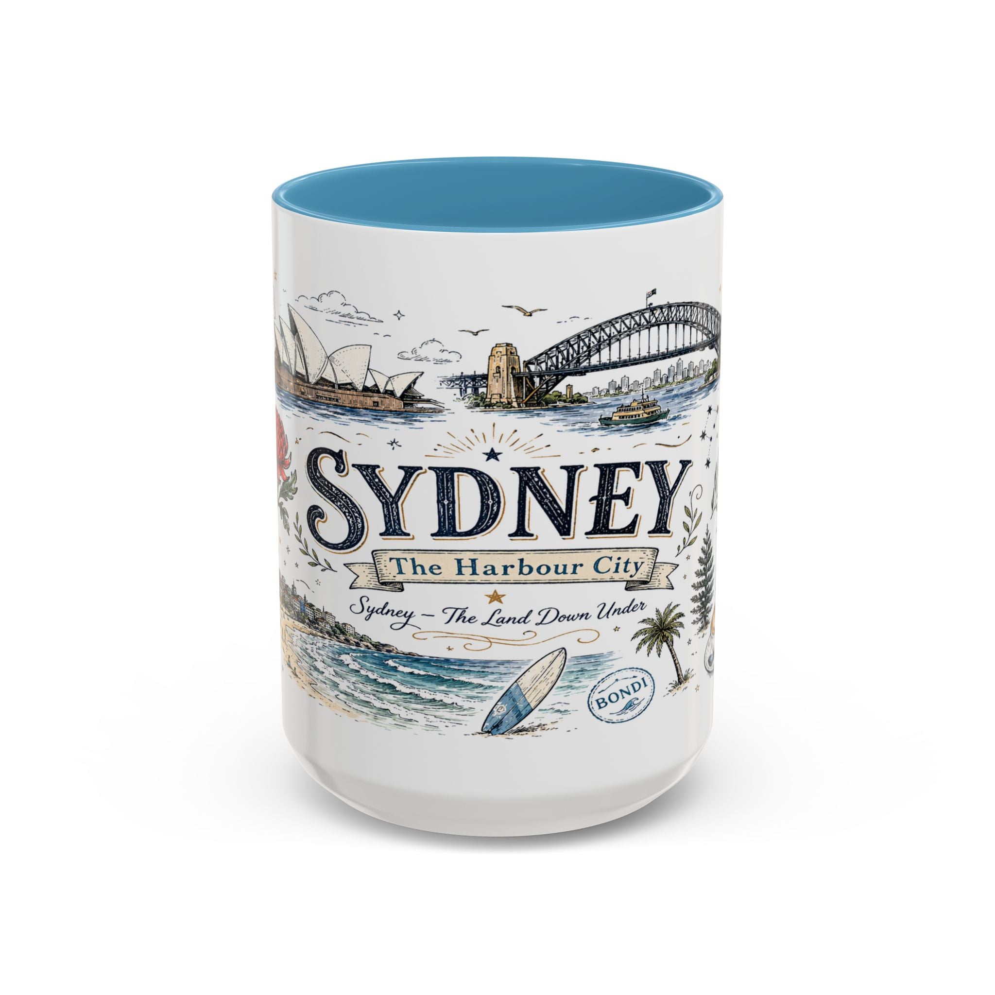 Sydney Coffee Mug | Australia Souvenir Travel Gift | Accent Color Ceramic 11oz 15oz