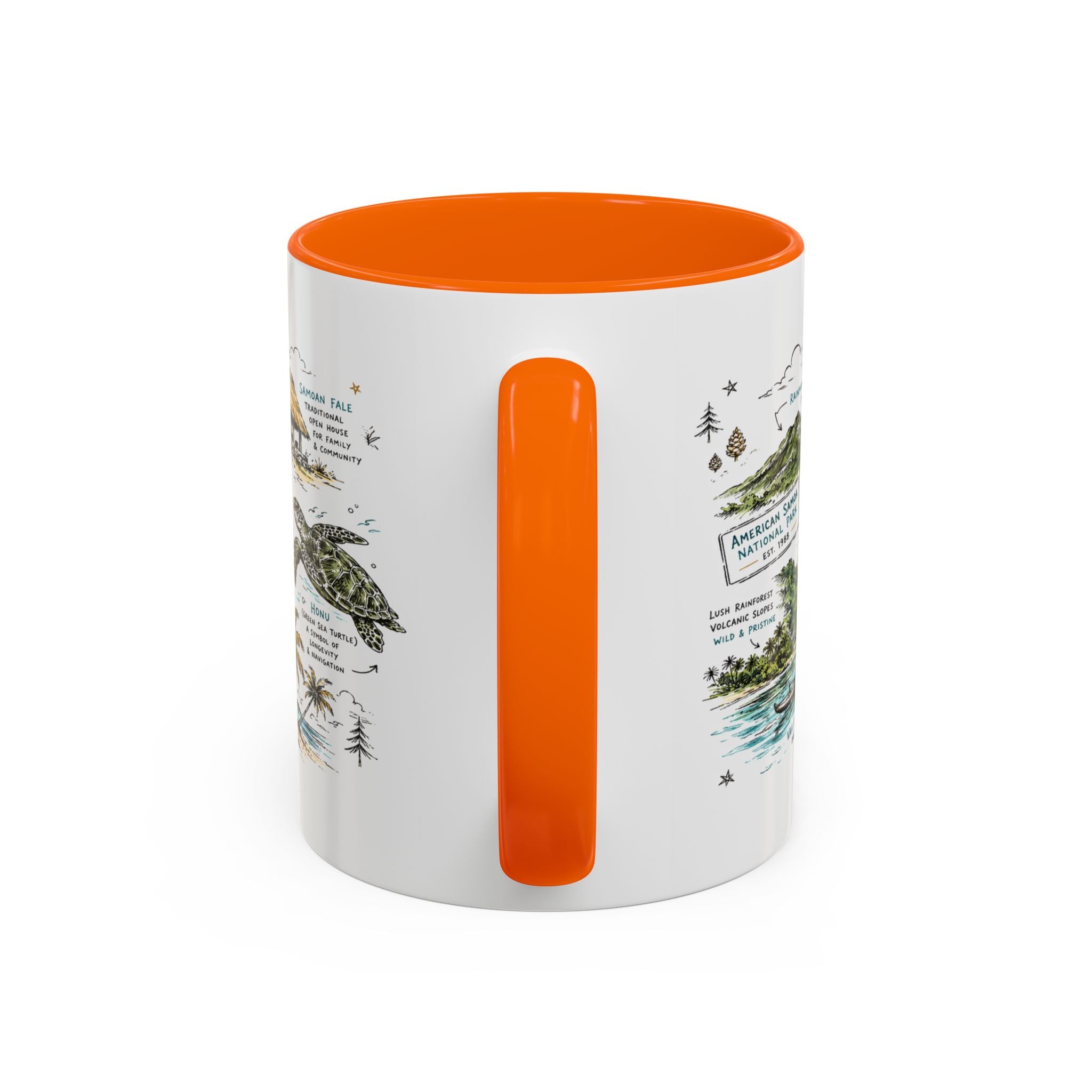 American Samoa National Park Coffee Mug | Pacific Island Rainforest Reef Gift | Accent Color Ceramic 11oz 15oz