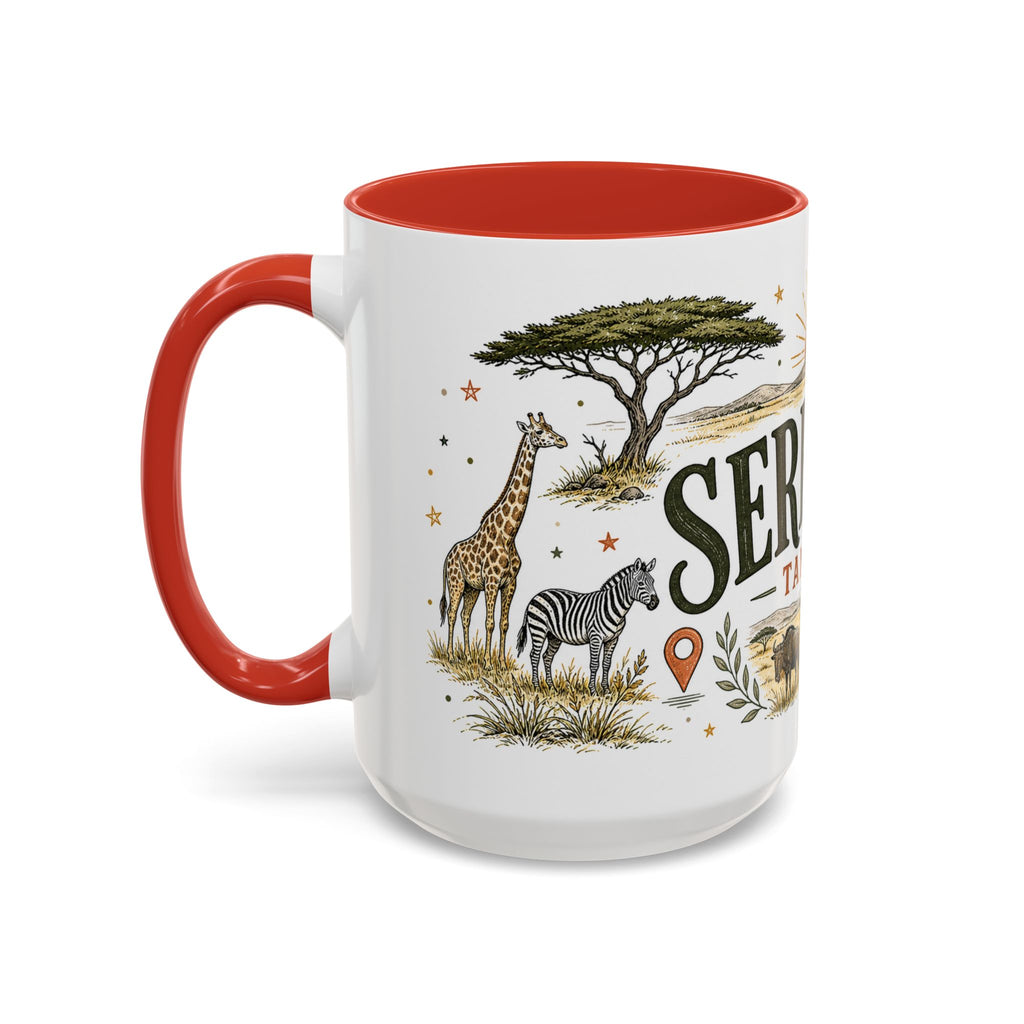Serengeti Coffee Mug | Travel Destination Souvenir Gift | Accent Color Ceramic 11oz 15oz