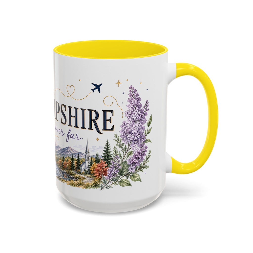 New Hampshire State Map Mug | Botanical Accents, Mountain Landscape Coffee Cup