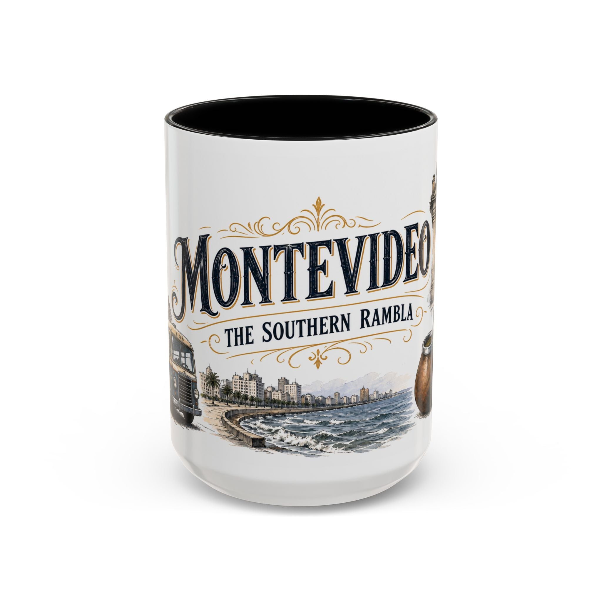 Montevideo Coffee Mug | Uruguay Travel Souvenir | Vintage Illustrated City Gift | 11 oz 15 oz Accent Mug