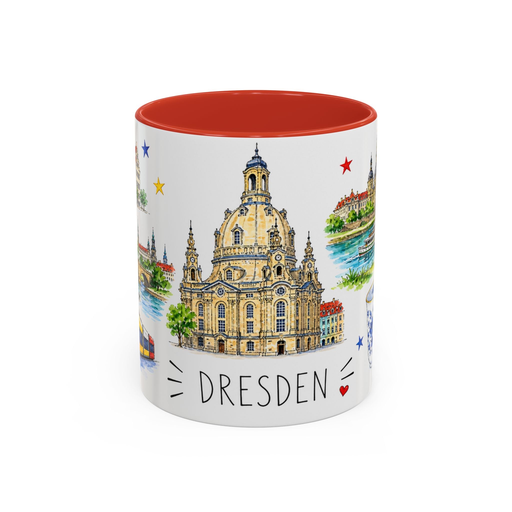 Dresden Illustrated Travel Mug | City Souvenir Accent Coffee Mug | 11oz 15oz Ceramic Cup