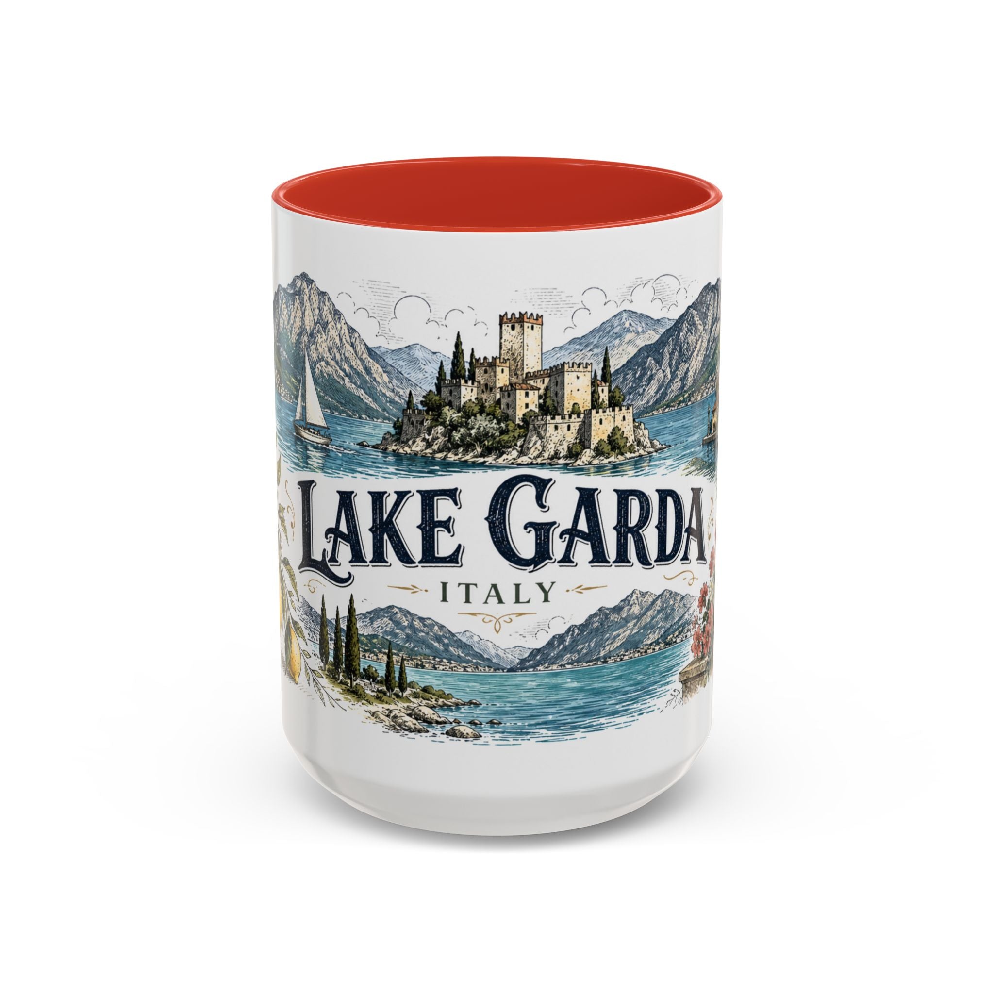 Lake Garda Mug, Italy Travel Souvenir, Bucket List Gift, Accent Ceramic Coffee Mug 11oz 15oz