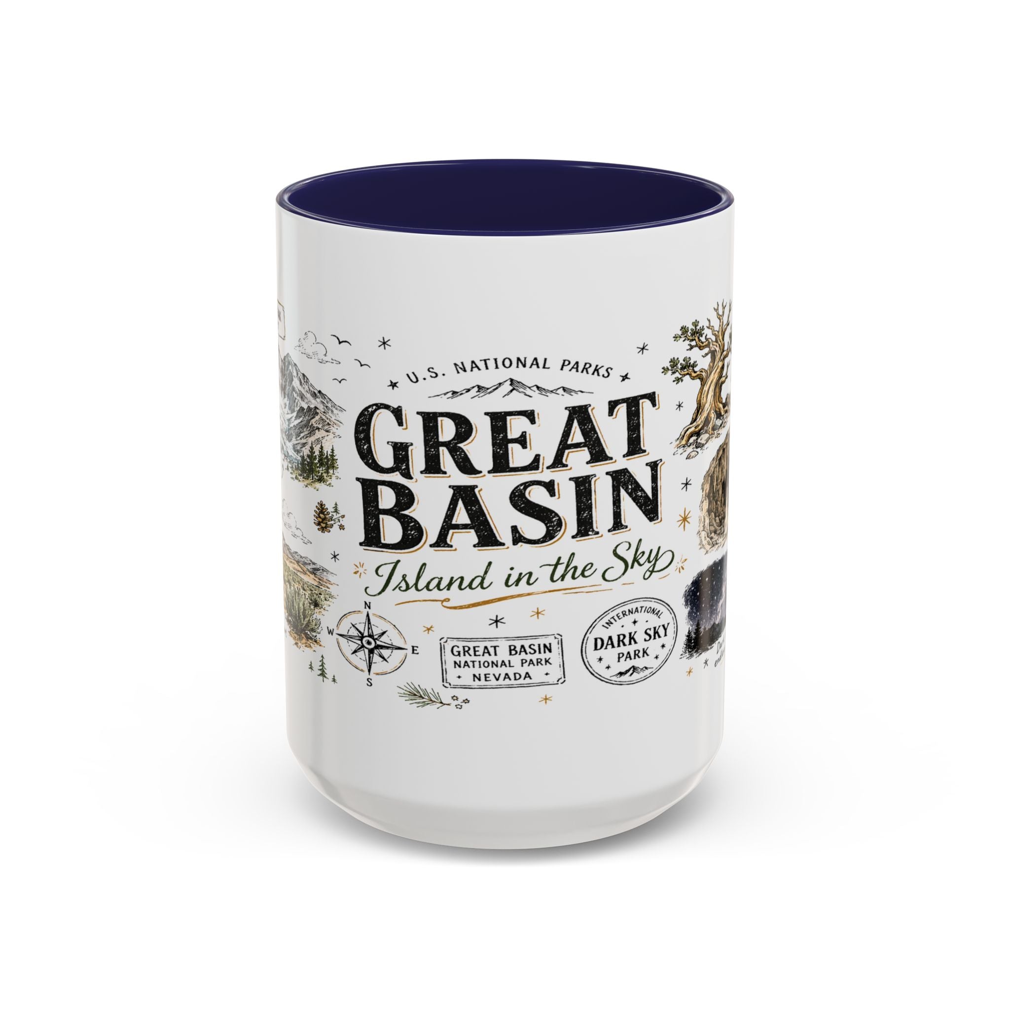 Great Basin National Park Coffee Mug | Nevada Desert Stargazing Hiking Gift | Accent Color Ceramic 11oz 15oz
