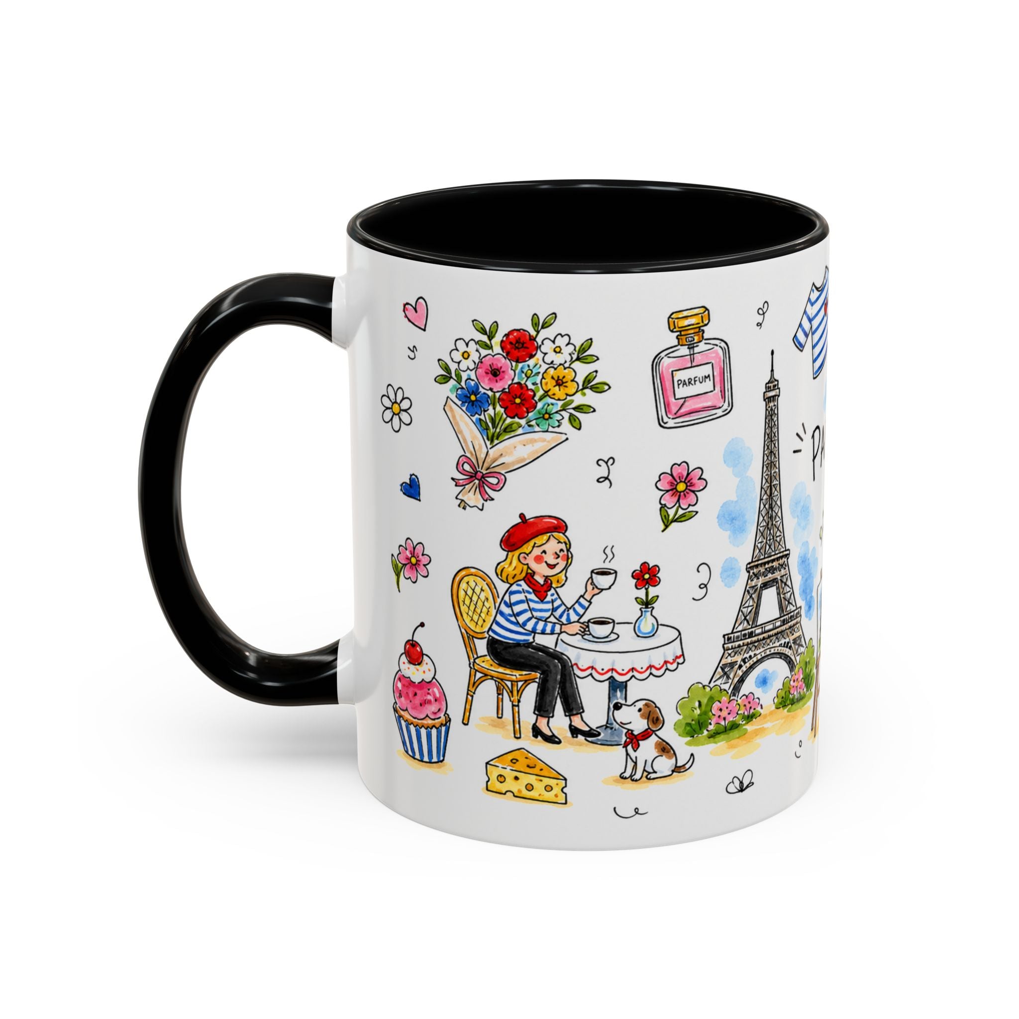 Paris Travel Mug | European City Souvenir Accent Coffee Mug | 11oz 15oz Ceramic Cup