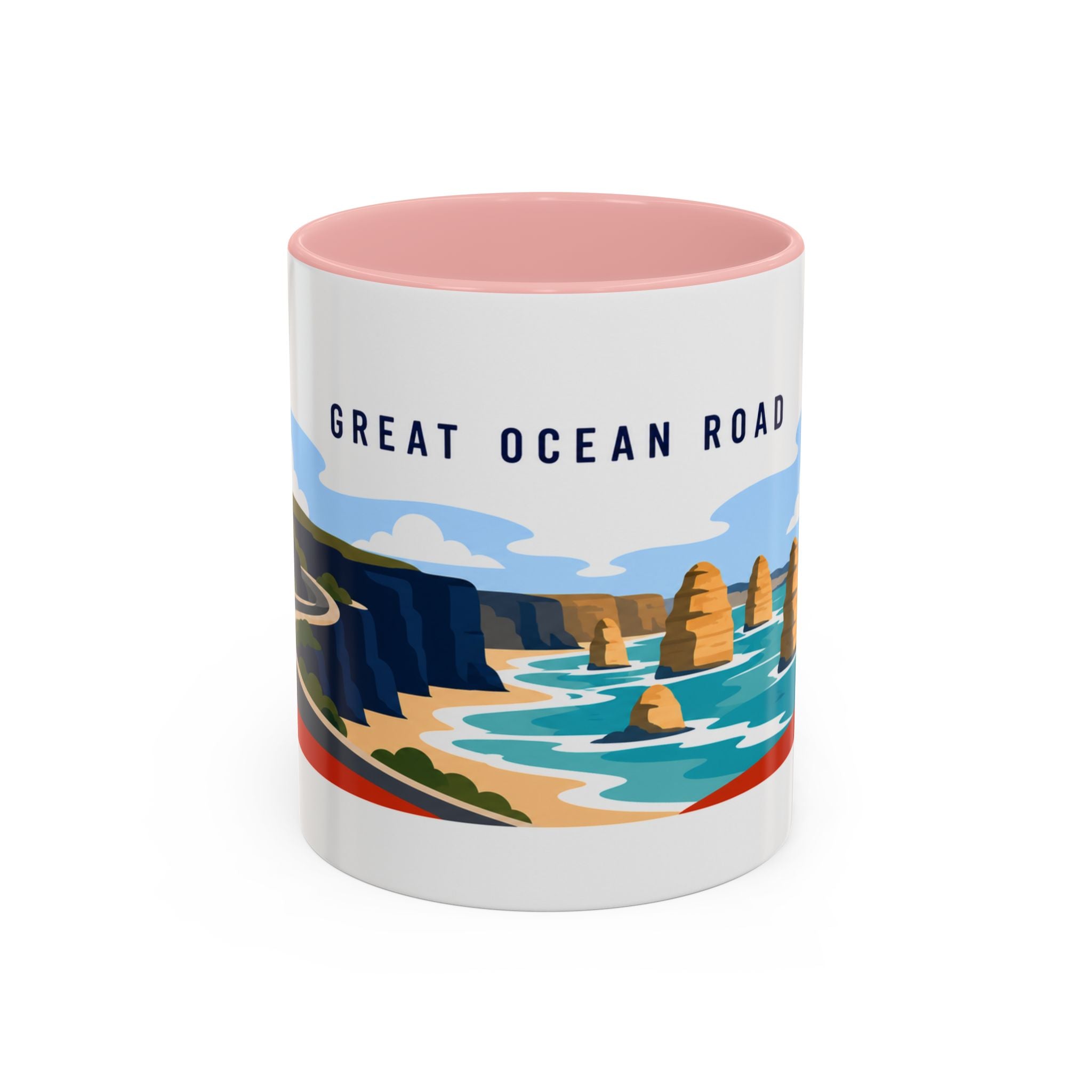 Great Ocean Road Coffee Mug | Travel Destination Souvenir Gift | Accent Color Ceramic 11oz 15oz