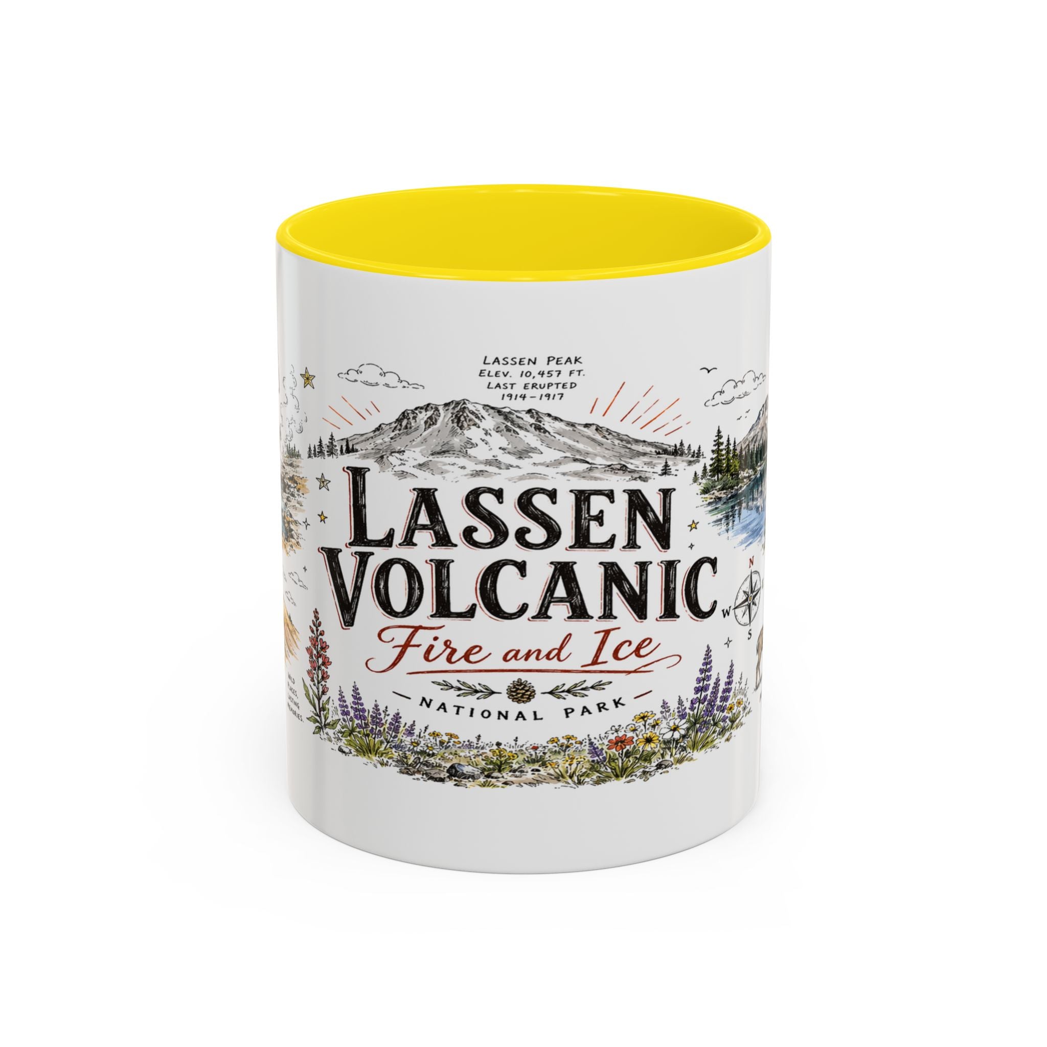 Lassen Volcanic National Park Coffee Mug | California Volcano Geothermal Hiking Gift | Accent Color Ceramic 11oz 15oz