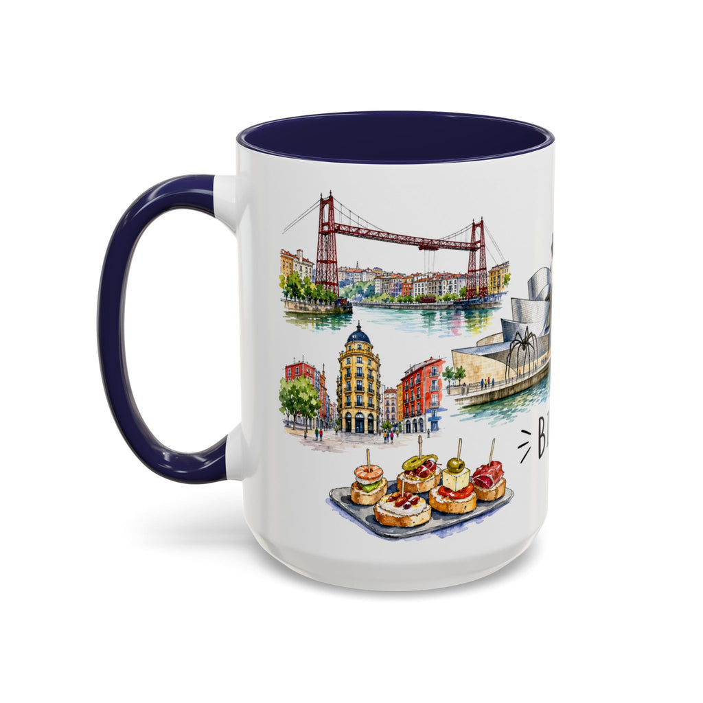 Bilbao Illustrated Travel Mug | City Souvenir Accent Coffee Mug | 11oz 15oz Ceramic Cup