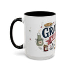 Grandma's Kitchen Hugs Coffee Mug | Gift From Grandkids | Accent Color Ceramic 11oz 15oz
