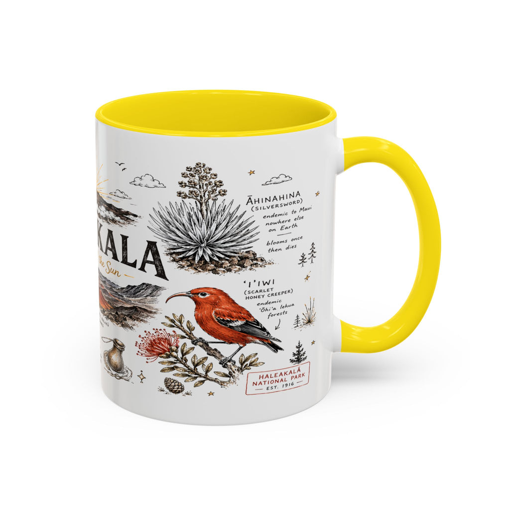 Haleakala National Park Coffee Mug | Hawaii Maui Sunrise Crater Gift | Accent Color Ceramic 11oz 15oz