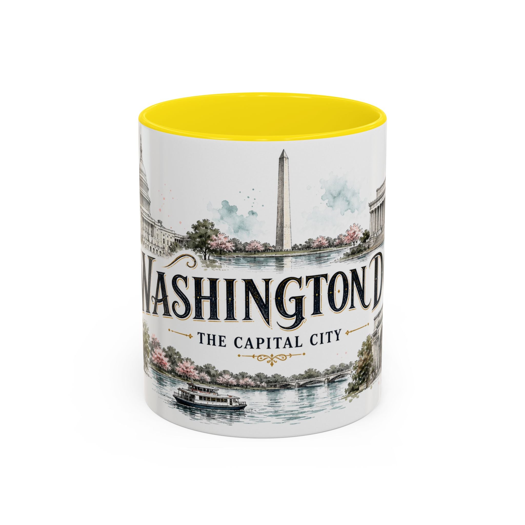 Washington DC Coffee Mug | United States Travel Souvenir | Vintage Illustrated City Gift | 11 oz 15 oz Accent Mug