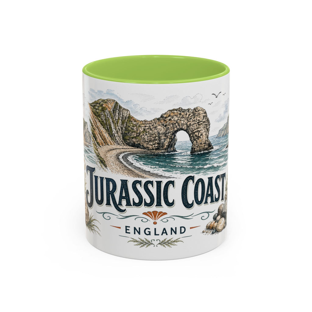 Jurassic Coast Mug, England Travel Souvenir, Bucket List Gift, Accent Ceramic Coffee Mug 11oz 15oz