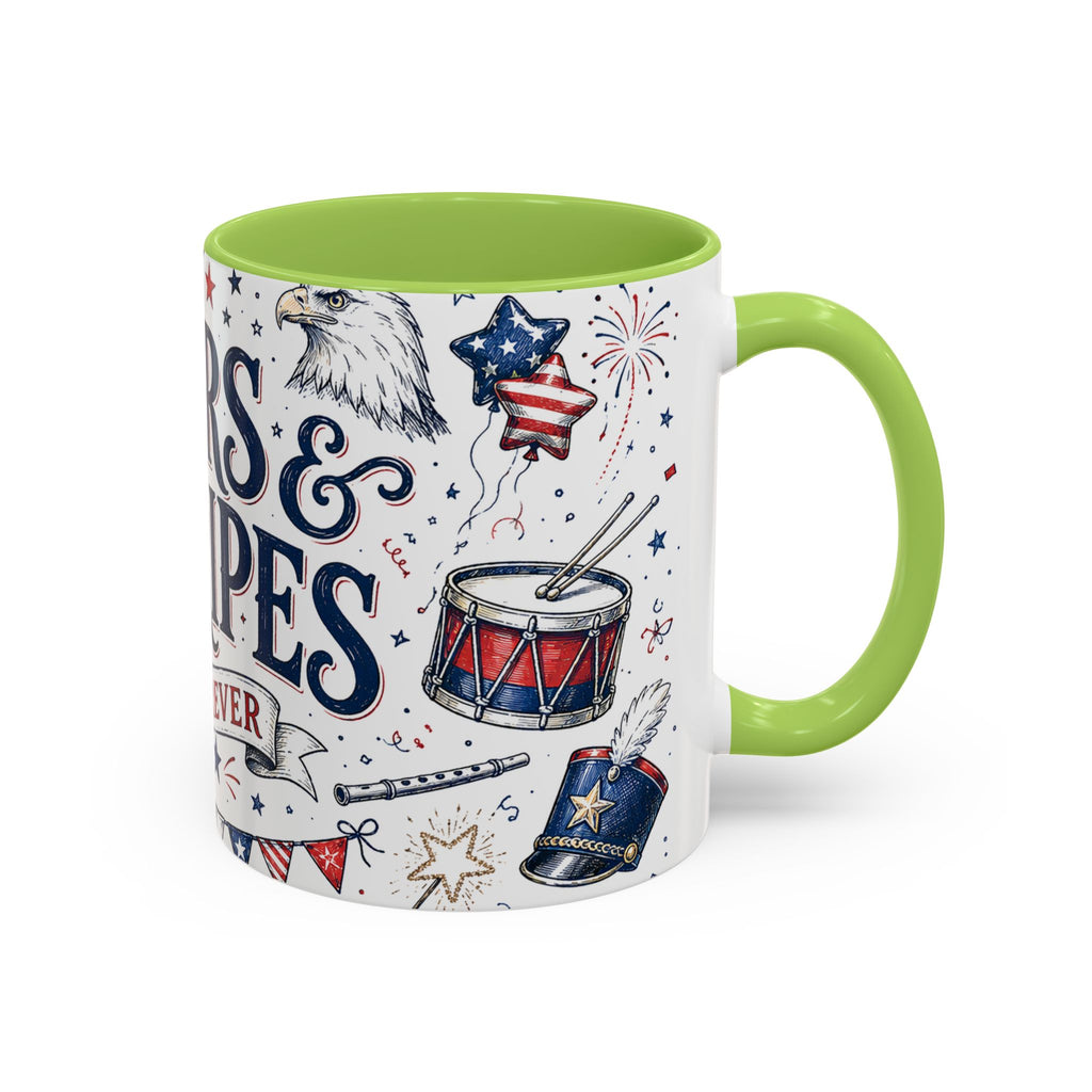 Stars and Stripes Forever Coffee Mug | Patriotic 4th of July Gift | Accent Color Ceramic 11oz 15oz