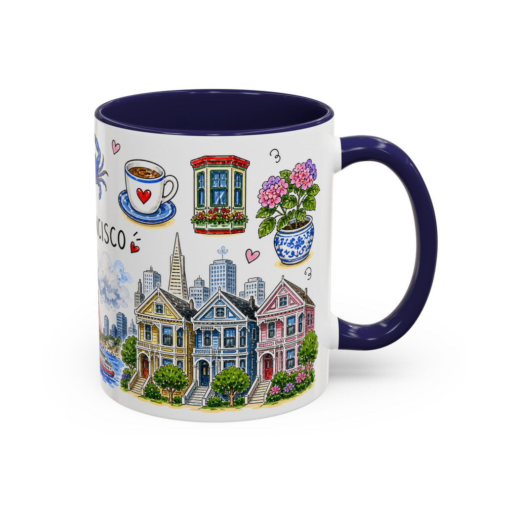 San Francisco Illustrated Travel Mug | City Souvenir Accent Coffee Mug | 11oz 15oz Ceramic Cup
