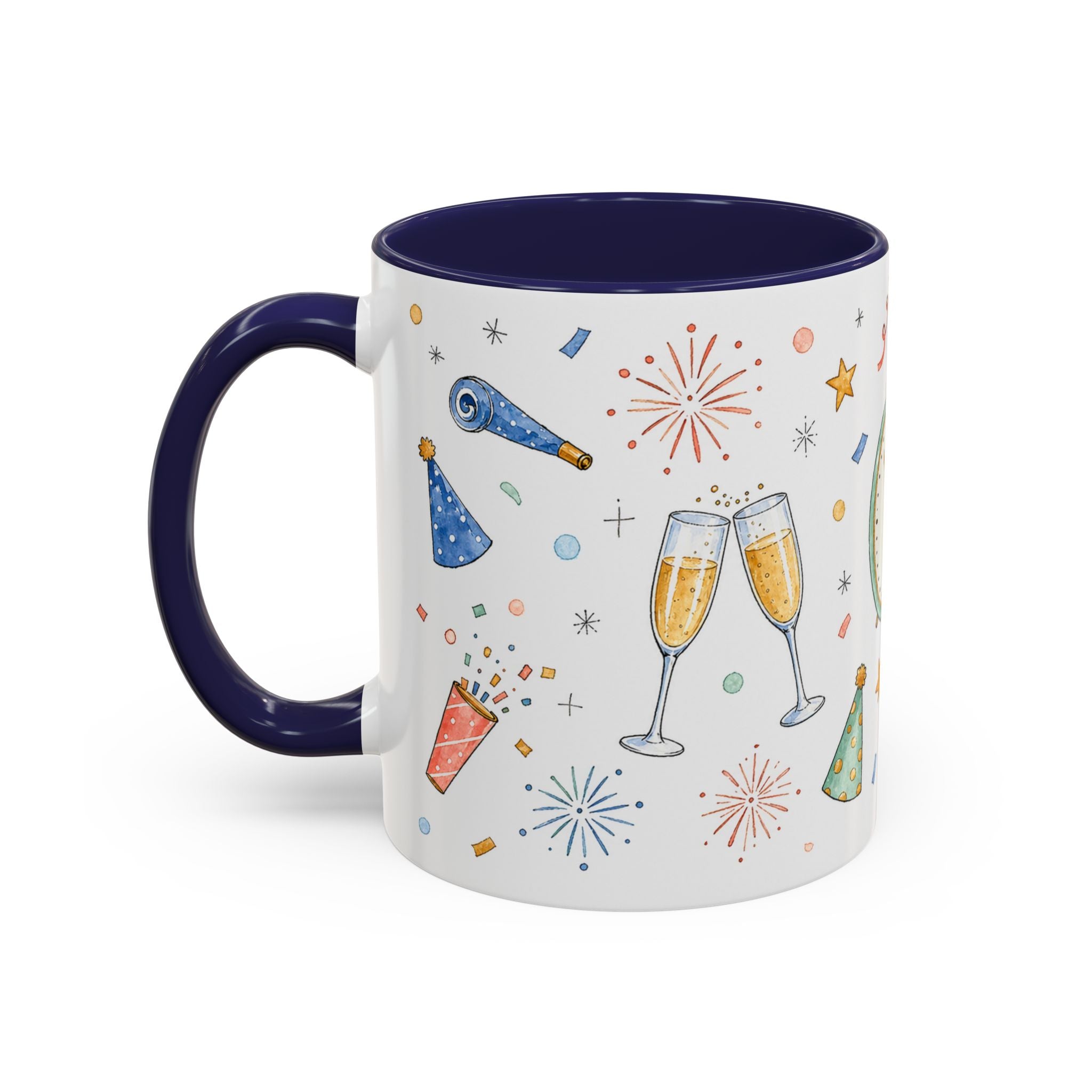 New Year Sparkler Mug | Champagne Toast Watercolor Party Gift | Accent Cup 11oz 15oz