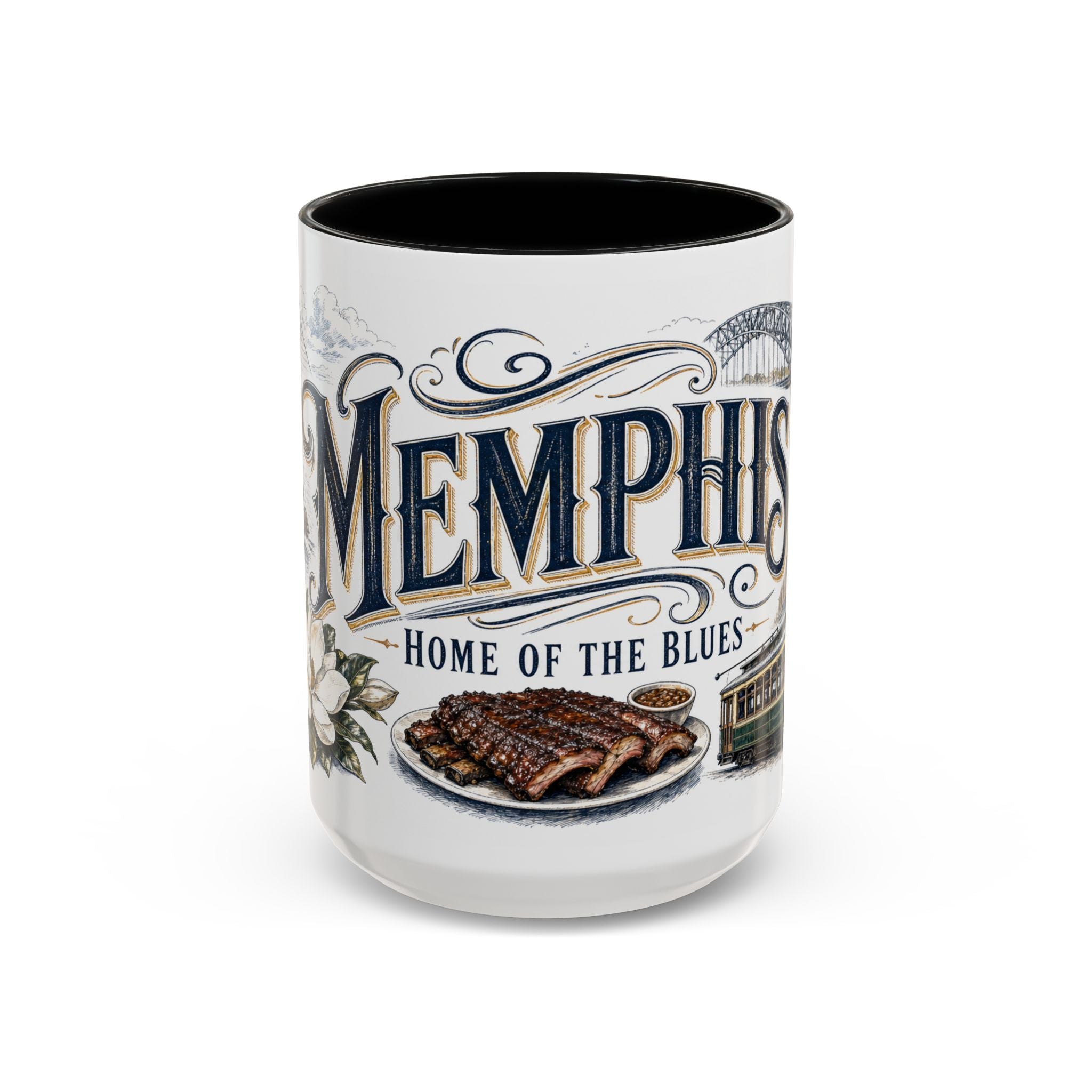 Memphis Coffee Mug | United States Travel Souvenir | Vintage Illustrated City Gift | 11 oz 15 oz Accent Mug