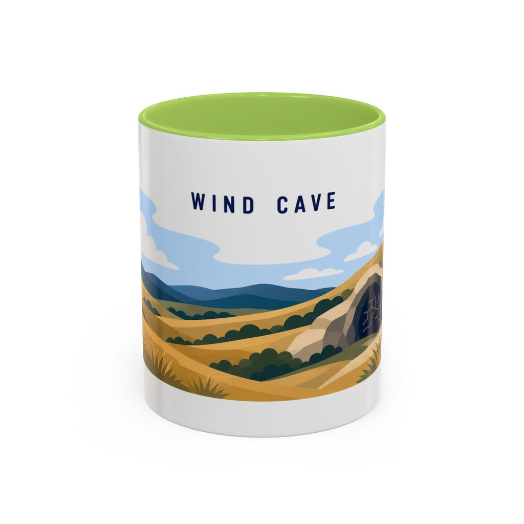 Wind Cave National Park Coffee Mug | Solid Color Block Park Souvenir | 11oz 15oz Accent Mug