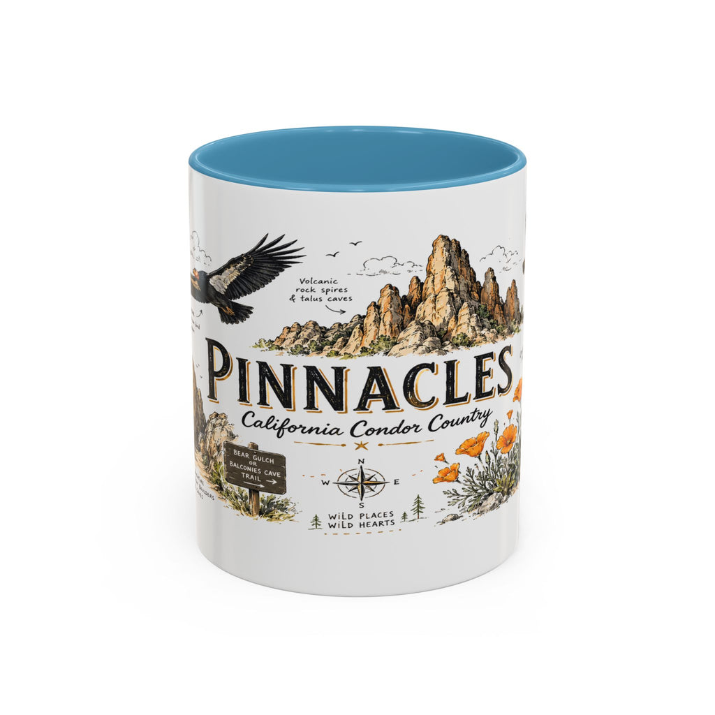Pinnacles National Park Coffee Mug | California Rock Climbing Condor Gift | Accent Color Ceramic 11oz 15oz